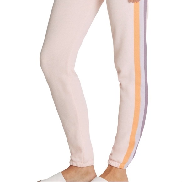 WILDFOX NWT Retro Grapefruit Striped Knox Jogger Pants Size Medium in Pink Salt - Picture 6 of 14
